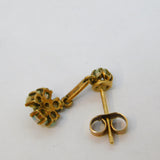 9ct Yellow Gold, Opal & Diamond Set Floral Stud Drop Earrings Antique c1930