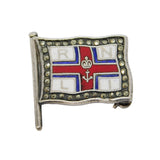 Sterling Silver, Marcasite, Enamel Lifeboat Brooch Pin Antique c1940 Art Deco