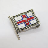 Sterling Silver, Marcasite, Enamel Lifeboat Brooch Pin Antique c1940 Art Deco