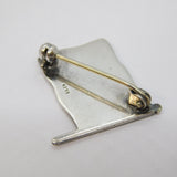 Sterling Silver, Marcasite, Enamel Lifeboat Brooch Pin Antique c1940 Art Deco