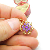 Edwardian 9ct Gold, Seed Pearl & Amethyst Floral Floral Drop Pendant c1910