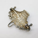 Sterling Silver Floral Enamel Cornucopia Basket Brooch Pin Antique c1940