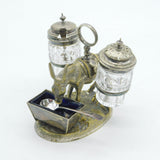 Victorian Silver Plated Novelty Donkey Form Cruet Set Antique c1880 Kitemark