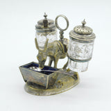 Victorian Silver Plated Novelty Donkey Form Cruet Set Antique c1880 Kitemark