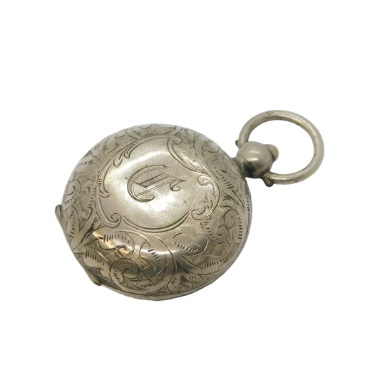 Edwardian Sterling Silver Floral Sovereign Case Fob Antique 1905 Birmingham