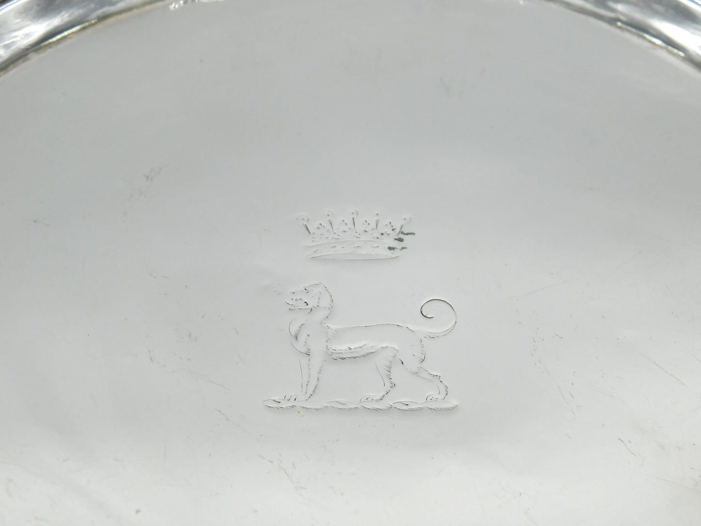 George III Sterling Silver Heraldic Crested Salver Dish Antique 1785 London