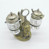 Victorian Silver Plated Novelty Donkey Form Cruet Set Antique c1880 Kitemark