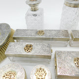 Victorian Haig Family Sterling Silver Cut Glass 17-Piece Dressing Table Set 1875 London