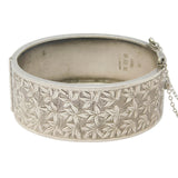 Sterling Silver Leaf Pattern Cuff Bangle Antique 1937 Birmingham Art Deco
