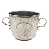 18th Century French .950 Silver Spanish Coin Set Porringer Cup Antique c1750