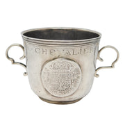 18th Century French .950 Silver Spanish Coin Set Porringer Cup Antique c1750