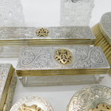 Victorian Haig Family Sterling Silver Cut Glass 17-Piece Dressing Table Set 1875 London