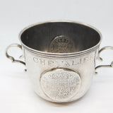 18th Century French .950 Silver Spanish Coin Set Porringer Cup Antique c1750