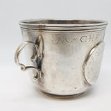 18th Century French .950 Silver Spanish Coin Set Porringer Cup Antique c1750