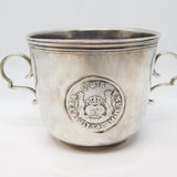 18th Century French .950 Silver Spanish Coin Set Porringer Cup Antique c1750