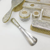 Victorian Haig Family Sterling Silver Cut Glass 17-Piece Dressing Table Set 1875 London