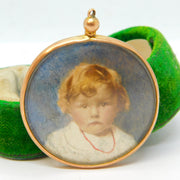 Edwardian 9ct Rose Gold Watercolour Set Double Portrait Locket Antique c1910