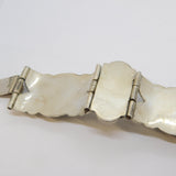 Mexican Chunky Sterling Silver Amethyst Cabochon Statement Bracelet Vintage