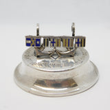 Admiral Lord Nelson Sterling Silver Enamel Sailing Flags Menu Holder Antique 1905 Birmingham