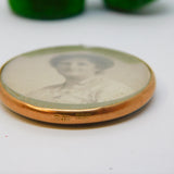 Edwardian 9ct Rose Gold Watercolour Set Double Portrait Locket Antique c1910