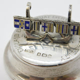 Admiral Lord Nelson Sterling Silver Enamel Sailing Flags Menu Holder Antique 1905 Birmingham