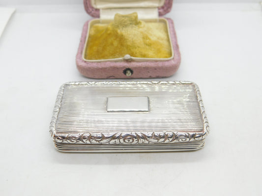 Georgian Sterling Silver Gilded Snuff Box Antique 1827 Birmingham Regency