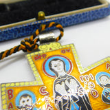 Sterling Silver & Colourful Enamel Greek Orthodox Cross Pendant Vintage 1972 London