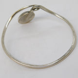 Sterling Silver Cabochon Moss Agate Statement Bangle Bracelet Vintage c1970