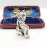 Victorian Silver Plated Monkey on the Loo Novelty Cigar Cutter Fob Antique c1860