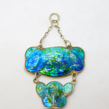 Art Nouveau Sterling Silver Blue-Green Guilloche Enamel Drop Pendant Antique c1910