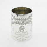 Edwardian Sterling Silver Masonic Interest Presentation Mug Antique 1907 London