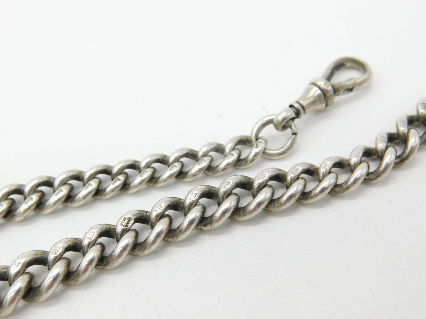 Victorian Sterling Silver Double Albert Graduating Watch Chain 1873 London 24"