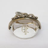 Victorian Large Sterling Silver Faceted Rock Crystal 'P' Spinner Fob Antique c1860