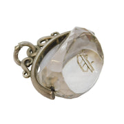Victorian Large Sterling Silver Faceted Rock Crystal 'P' Spinner Fob Antique c1860