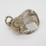 Victorian Large Sterling Silver Faceted Rock Crystal 'P' Spinner Fob Antique c1860