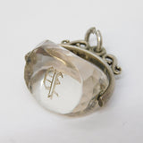 Victorian Large Sterling Silver Faceted Rock Crystal 'P' Spinner Fob Antique c1860