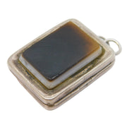 Victorian Sterling Silver Banded Agate Panel Locket Antique 1882 Birmingham