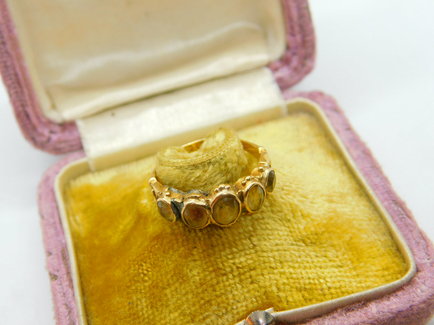 Victorian 18ct Yellow Gold & Five-Stone Citrine Dress Ring Antique 1872 Size M