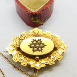 Victorian 15ct Gold & Seed Pearl Mourning Brooch 1864 Birmingham Antique
