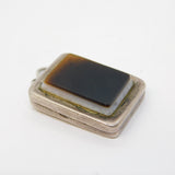 Victorian Sterling Silver Banded Agate Panel Locket Antique 1882 Birmingham