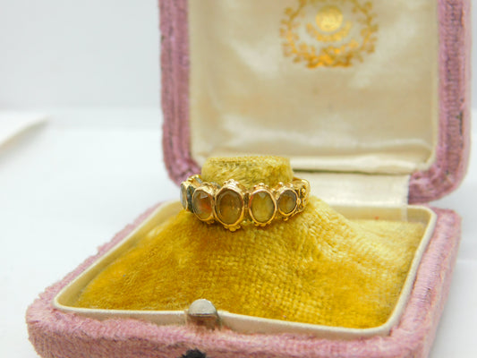 Victorian 18ct Yellow Gold & Five-Stone Citrine Dress Ring Antique 1872 Size M