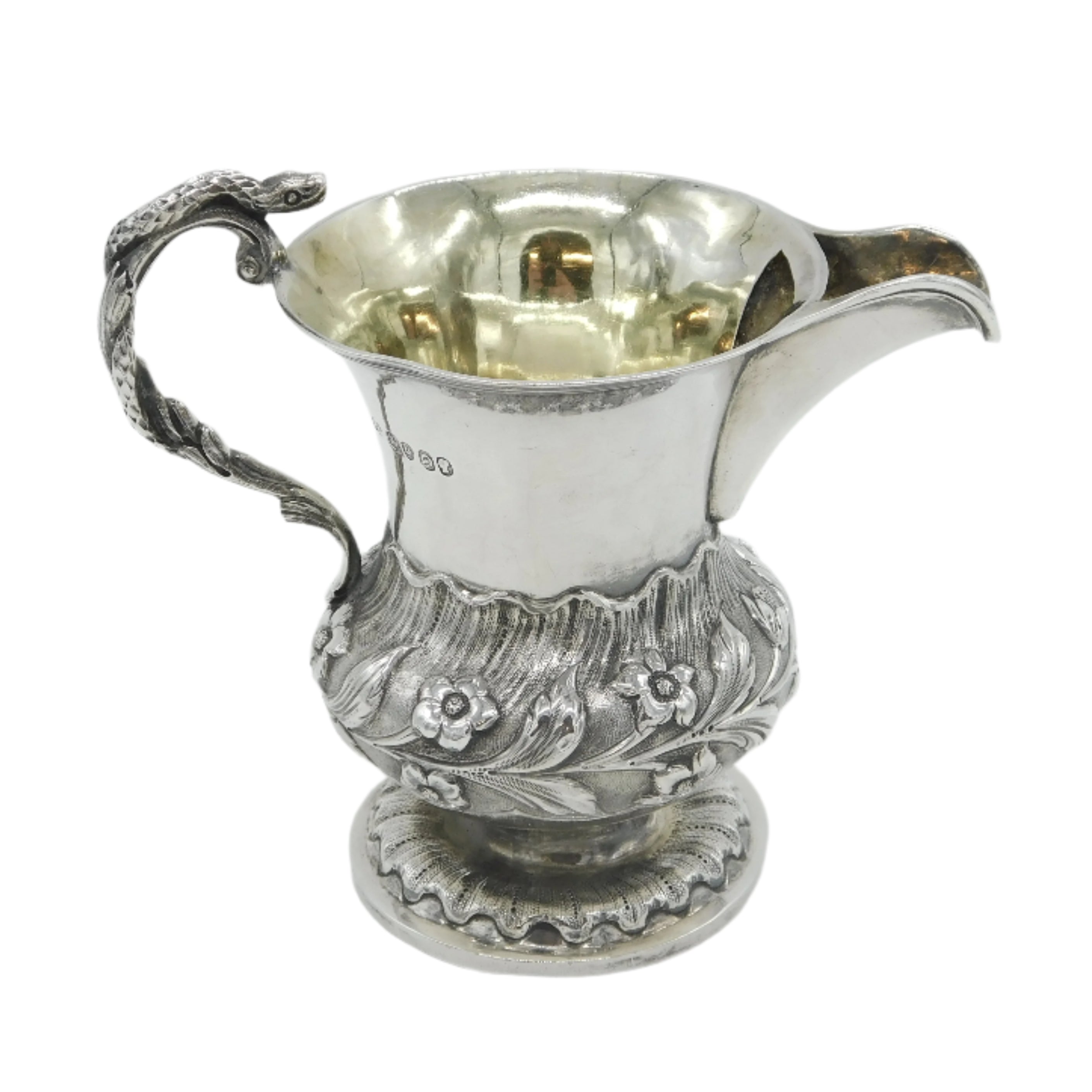 Antique Victorian Silver Jug Snake Handle