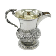 Victorian Sterling Silver Snake Handle Floral Cream Jug Antique 1839 London