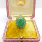 9ct Yellow Gold Large Cabochon Turquoise Statement Ring 1970 Birmingham Vintage