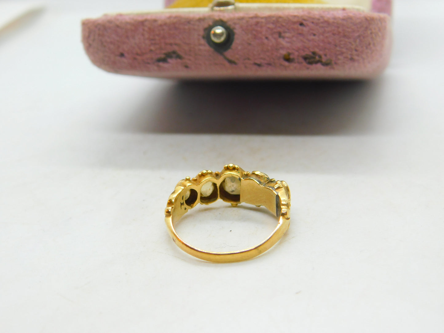 Victorian 18ct Yellow Gold & Five-Stone Citrine Dress Ring Antique 1872 Size M