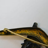 Australian 9ct Gold Silver Lined Enamel Koala Boomerang Brooch Antique c1930