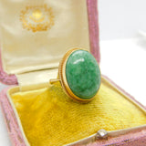 9ct Yellow Gold Large Cabochon Turquoise Statement Ring 1970 Birmingham Vintage