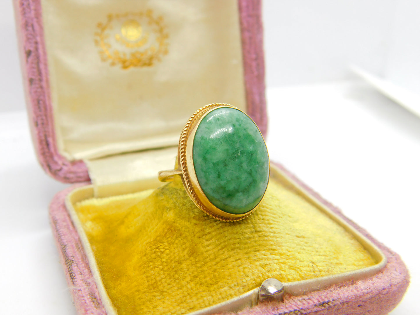 9ct Yellow Gold Large Cabochon Turquoise Statement Ring 1970 Birmingham Vintage