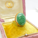9ct Yellow Gold Large Cabochon Turquoise Statement Ring 1970 Birmingham Vintage