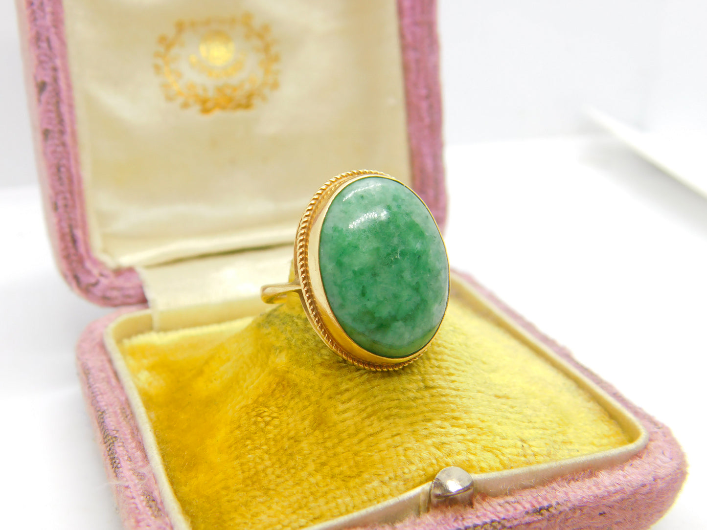 9ct Yellow Gold Large Cabochon Turquoise Statement Ring 1970 Birmingham Vintage